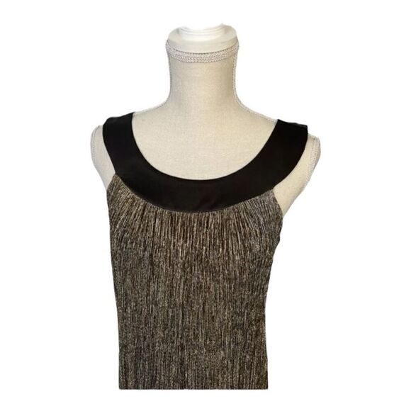 En Focus Studio Size 8 Black And Gold Sleeveless Cocktail Party Shift Dress Tie - Picture 9 of 11